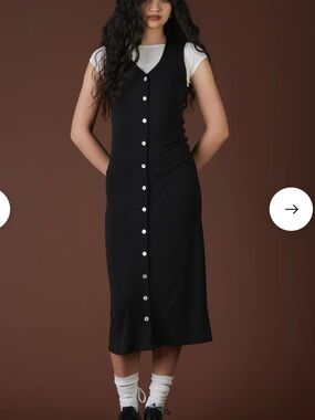 UNIF Black Button-Front Midi Dress